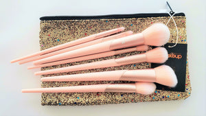 Makeup Brush Set/ 7pcs pink with gllitter bag/E-02